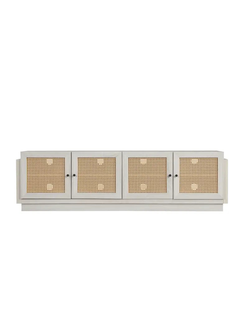 Farmhouse TV Stand for TVs up to 75 Inches with 2 Cabinets-White - White - Entertainment Centers & TV Stands