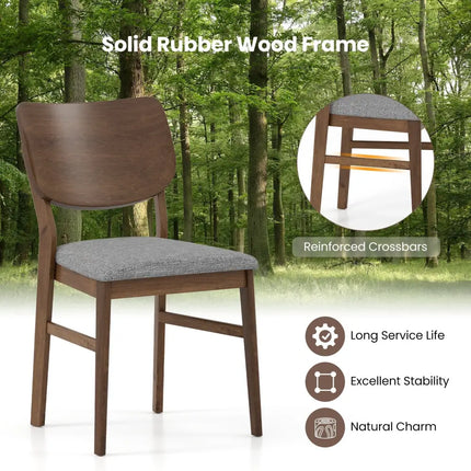 Farmhouse Upholstered Kitchen Chairs Set of 2 with Rubber Wood Frame-Gray - Gray - Dining Chairs
