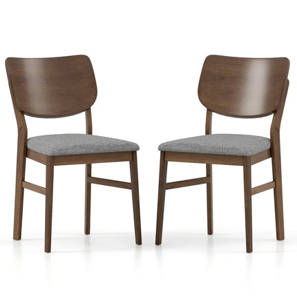 Farmhouse Upholstered Kitchen Chairs Set of 2 with Rubber Wood Frame-Gray - Gray - Dining Chairs