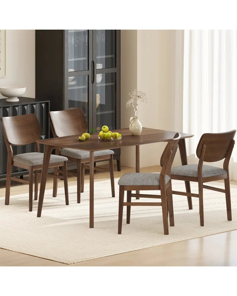 Farmhouse Upholstered Kitchen Chairs Set of 2 with Rubber Wood Frame-Gray - Gray - Dining Chairs