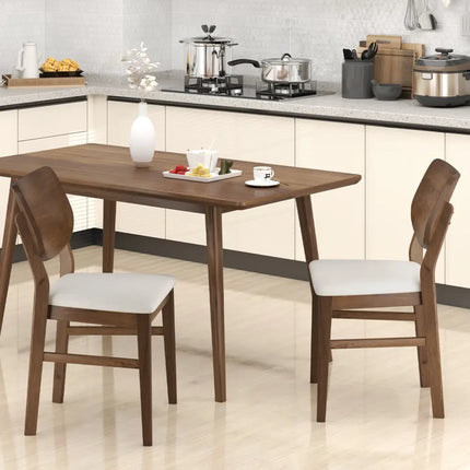Farmhouse Upholstered Kitchen Chairs Set of 2 with Rubber Wood Frame-Walnut - Walnut - Dining Chairs