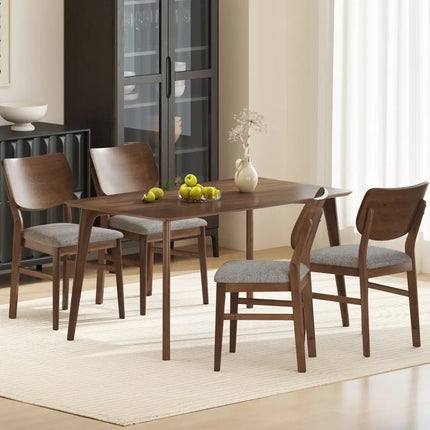 Farmhouse Upholstered Kitchen Chairs Set of 2 with Rubber Wood Frame-Gray - Gray - Dining Chairs