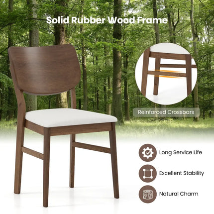 Farmhouse Upholstered Kitchen Chairs Set of 2 with Rubber Wood Frame-Walnut - Walnut - Dining Chairs