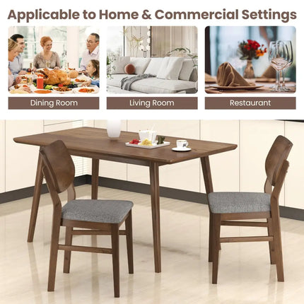 Farmhouse Upholstered Kitchen Chairs Set of 2 with Rubber Wood Frame-Gray - Gray - Dining Chairs