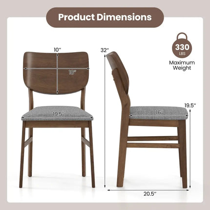 Farmhouse Upholstered Kitchen Chairs Set of 2 with Rubber Wood Frame-Gray - Gray - Dining Chairs
