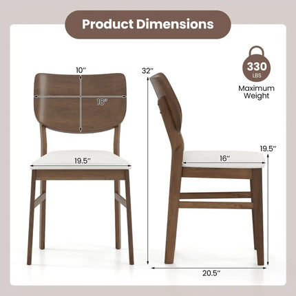 Farmhouse Upholstered Kitchen Chairs Set of 2 with Rubber Wood Frame-Walnut - Walnut - Dining Chairs
