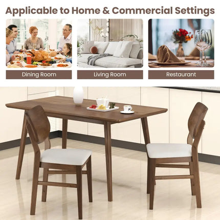 Farmhouse Upholstered Kitchen Chairs Set of 2 with Rubber Wood Frame-Walnut - Walnut - Dining Chairs