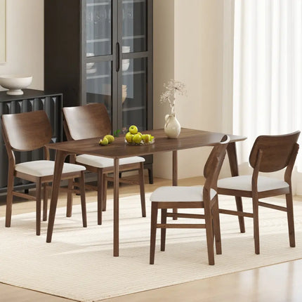Farmhouse Upholstered Kitchen Chairs Set of 2 with Rubber Wood Frame-Walnut - Walnut - Dining Chairs