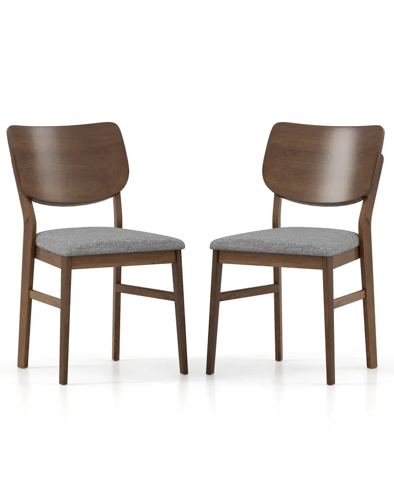 Farmhouse Upholstered Kitchen Chairs Set of 2 with Rubber Wood Frame-Gray - Gray - Dining Chairs