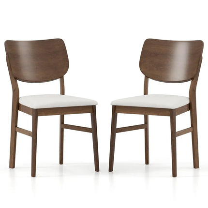 Farmhouse Upholstered Kitchen Chairs Set of 2 with Rubber Wood Frame-Walnut - Walnut - Dining Chairs