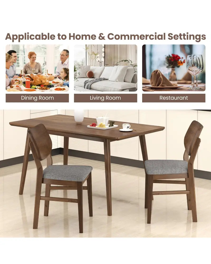 Farmhouse Upholstered Kitchen Chairs Set of 2 with Rubber Wood Frame-Gray - Gray - Dining Chairs