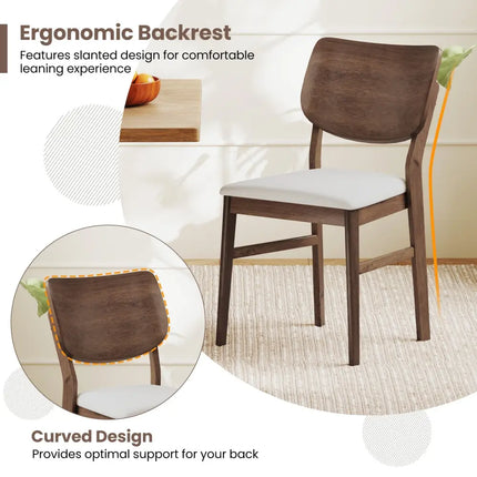 Farmhouse Upholstered Kitchen Chairs Set of 2 with Rubber Wood Frame-Walnut - Walnut - Dining Chairs
