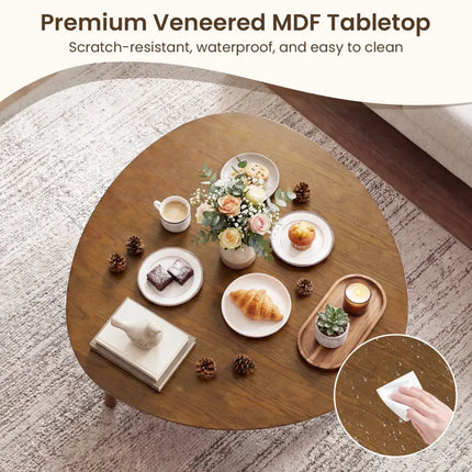 Farmhouse Wooden Round Dining Table for 4-Walnut - Walnut - Dining Tables