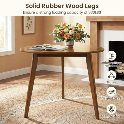Farmhouse Wooden Round Dining Table for 4-Walnut - Walnut - Dining Tables