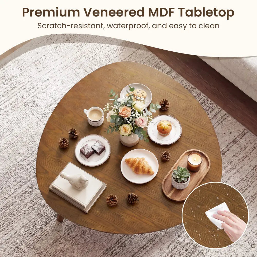 Farmhouse Wooden Round Dining Table for 4-Walnut - Walnut - Dining Tables