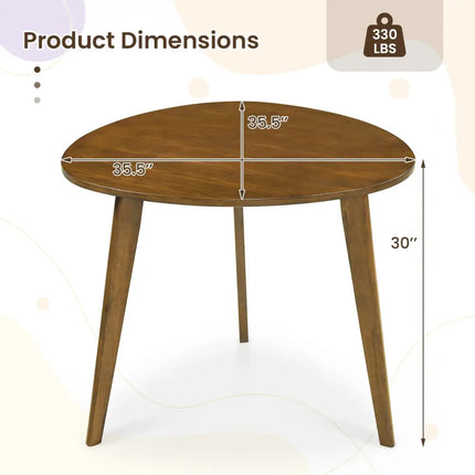 Farmhouse Wooden Round Dining Table for 4-Walnut - Walnut - Dining Tables