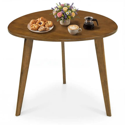 Farmhouse Wooden Round Dining Table for 4-Walnut - Walnut - Dining Tables