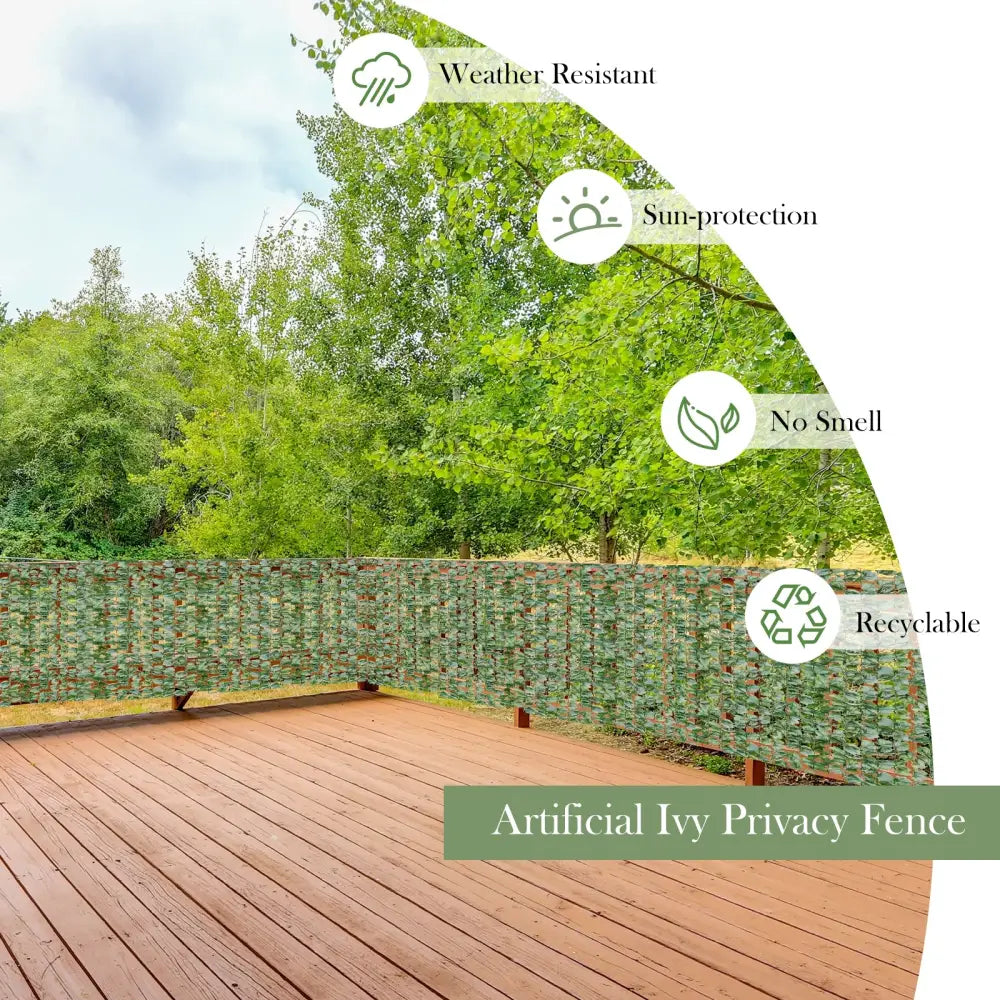 Faux Ivy Leaf Decorative Privacy Fence-59 x 118 Inch - Green - Outdoor Privacy Screens