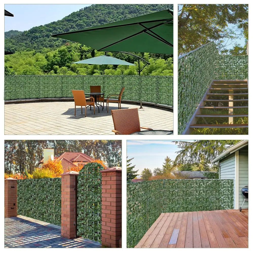Faux Ivy Leaf Decorative Privacy Fence-59 x 118 Inch - Green - Outdoor Privacy Screens