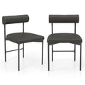 Faux Leather Upholstered Kitchen Side Chair Set of 2 with Curved and Padded Backrest-Gray - Gray - Dining Chairs