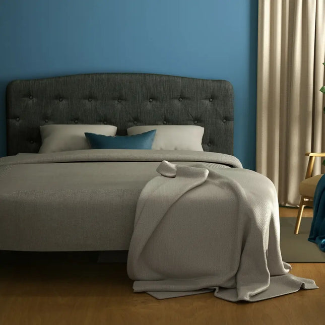 Faux Linen Headboard with Adjustable Heights-Dark Gray - Dark Gray - Headboards