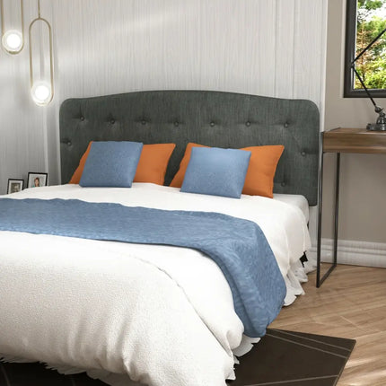 Faux Linen Headboard with Adjustable Heights-Dark Gray - Dark Gray - Headboards