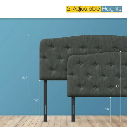 Faux Linen Headboard with Adjustable Heights-Dark Gray - Dark Gray - Headboards