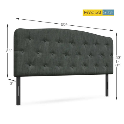 Faux Linen Headboard with Adjustable Heights-Dark Gray - Dark Gray - Headboards