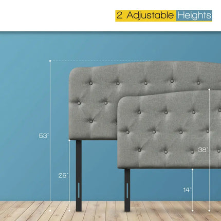Faux Linen Headboard with Adjustable Heights-Light Gray - Light Gray - Headboards
