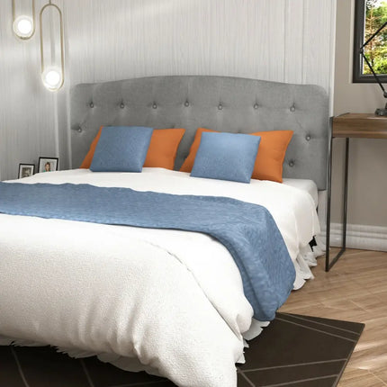 Faux Linen Headboard with Adjustable Heights-Light Gray - Light Gray - Headboards