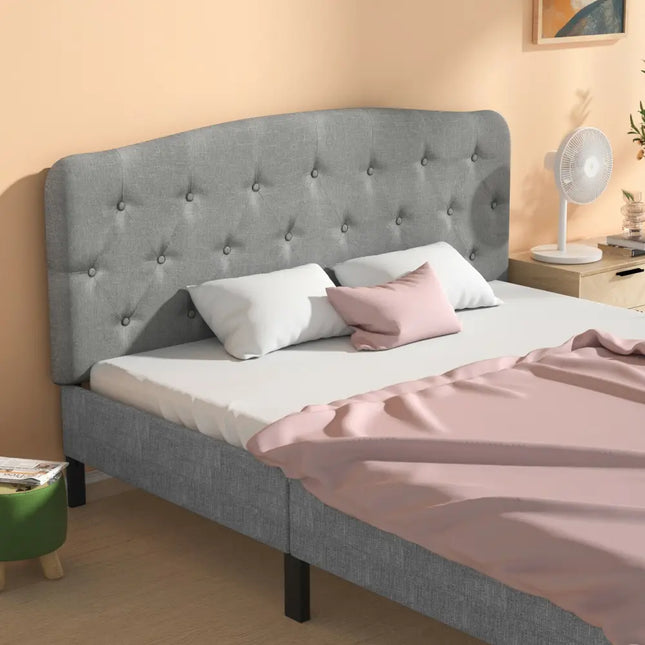 Faux Linen Headboard with Adjustable Heights-Light Gray - Light Gray - Headboards
