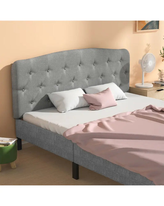 Faux Linen Headboard with Adjustable Heights-Light Gray - Light Gray - Headboards