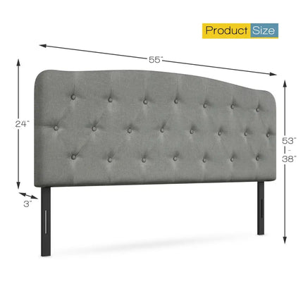 Faux Linen Headboard with Adjustable Heights-Light Gray - Light Gray - Headboards
