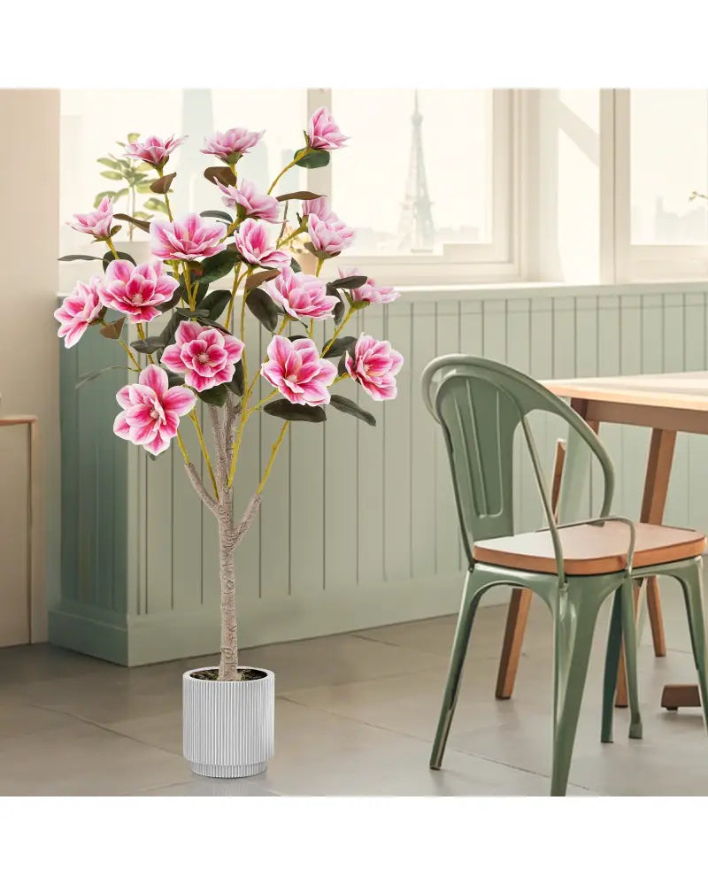 Faux Wedding Flower Plant with Elegant PEVA Leaves and Multi-branch Trunks-Pink - Pink - Faux Plants