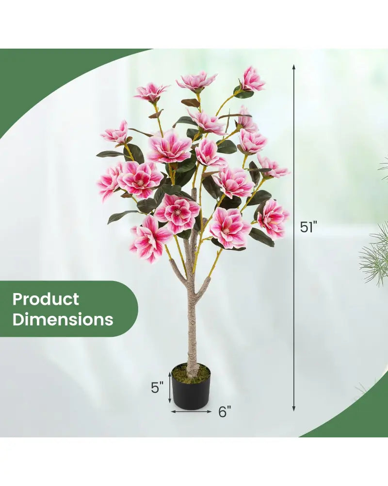 Faux Wedding Flower Plant with Elegant PEVA Leaves and Multi-branch Trunks-Pink - Pink - Faux Plants