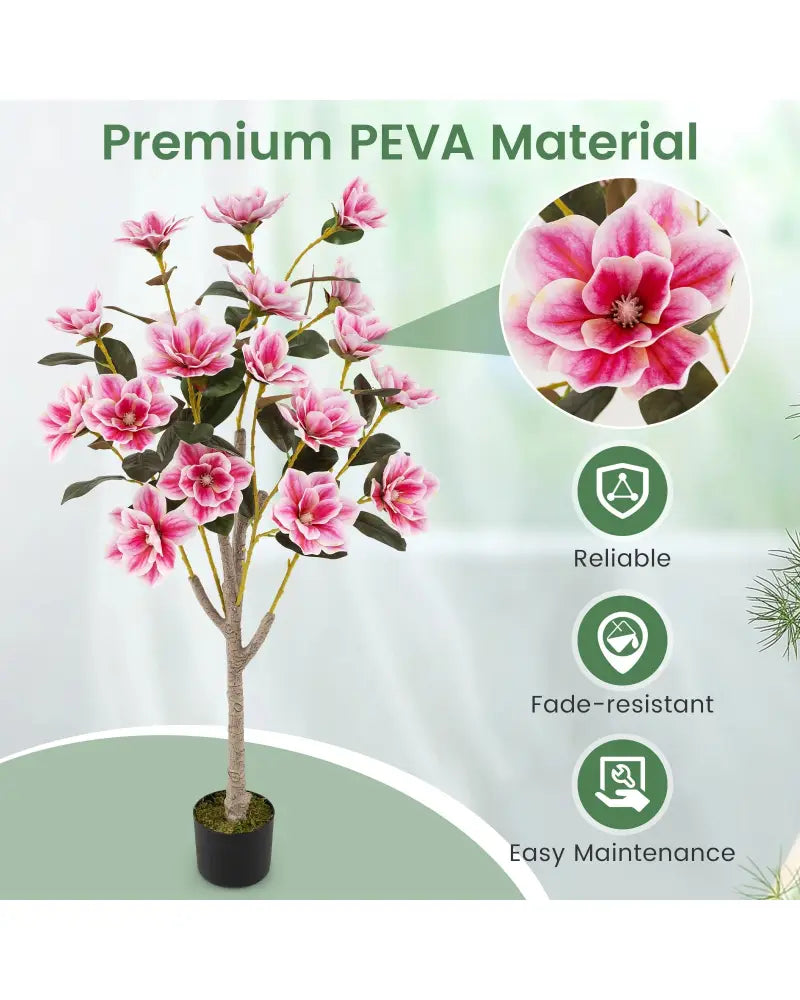 Faux Wedding Flower Plant with Elegant PEVA Leaves and Multi-branch Trunks-Pink - Pink - Faux Plants