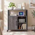 File Cabinet on Wheels with Charging Station and Cable Management Hole-Gray - Gray - File Cabinets