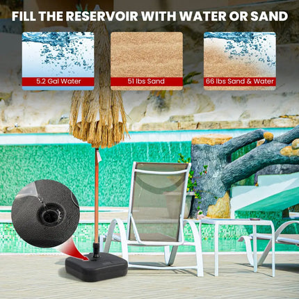 Fillable Patio Umbrella Base with Handle Fit 1.5 Inch Umbrella Poles-Black - Black - Outdoor Umbrella Bases