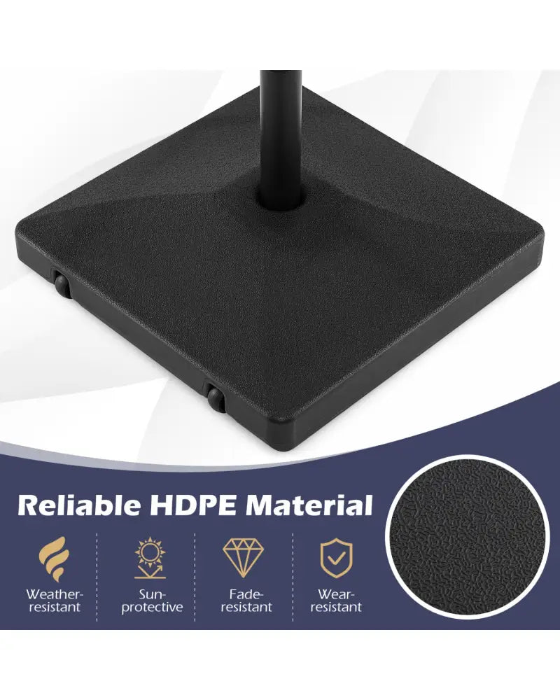 Fillable Umbrella Base 90 LBS Heavy Duty with 2 Wheels-Black - Black - Outdoor Umbrella Bases