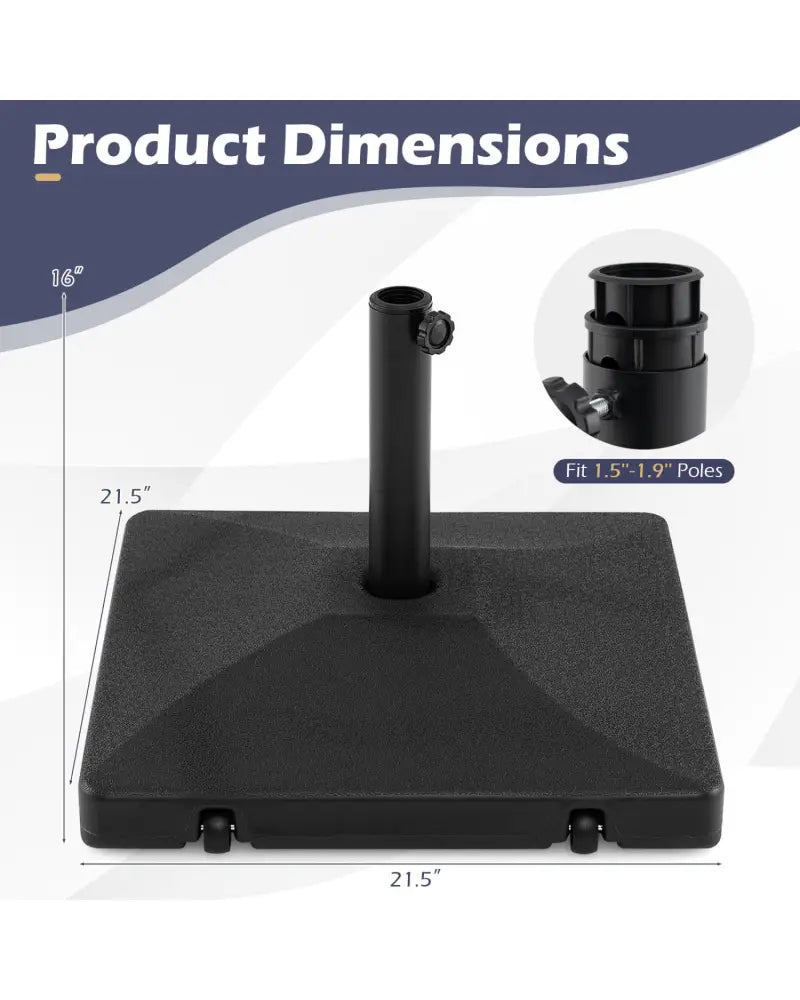 Fillable Umbrella Base 90 LBS Heavy Duty with 2 Wheels-Black - Black - Outdoor Umbrella Bases