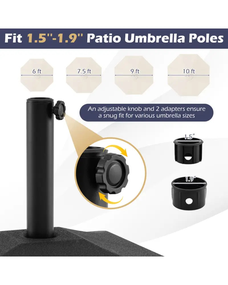 Fillable Umbrella Base 90 LBS Heavy Duty with 2 Wheels-Black - Black - Outdoor Umbrella Bases