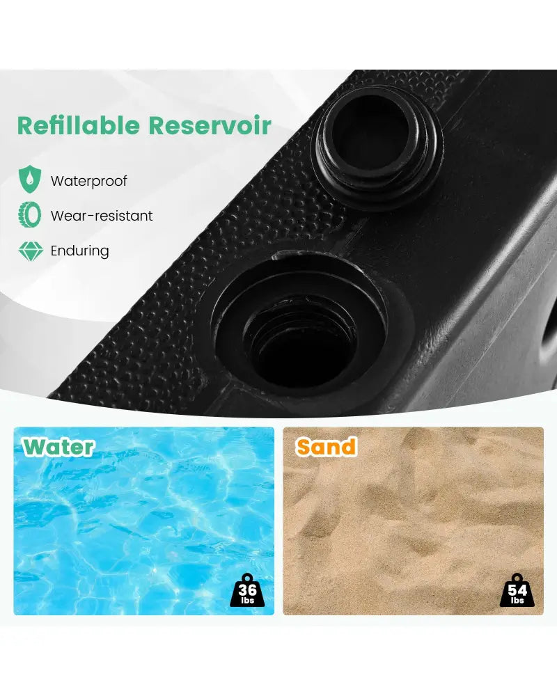 Fillable Umbrella Base Stand with Lockable Universal Wheels - Black - Outdoor Umbrella Bases