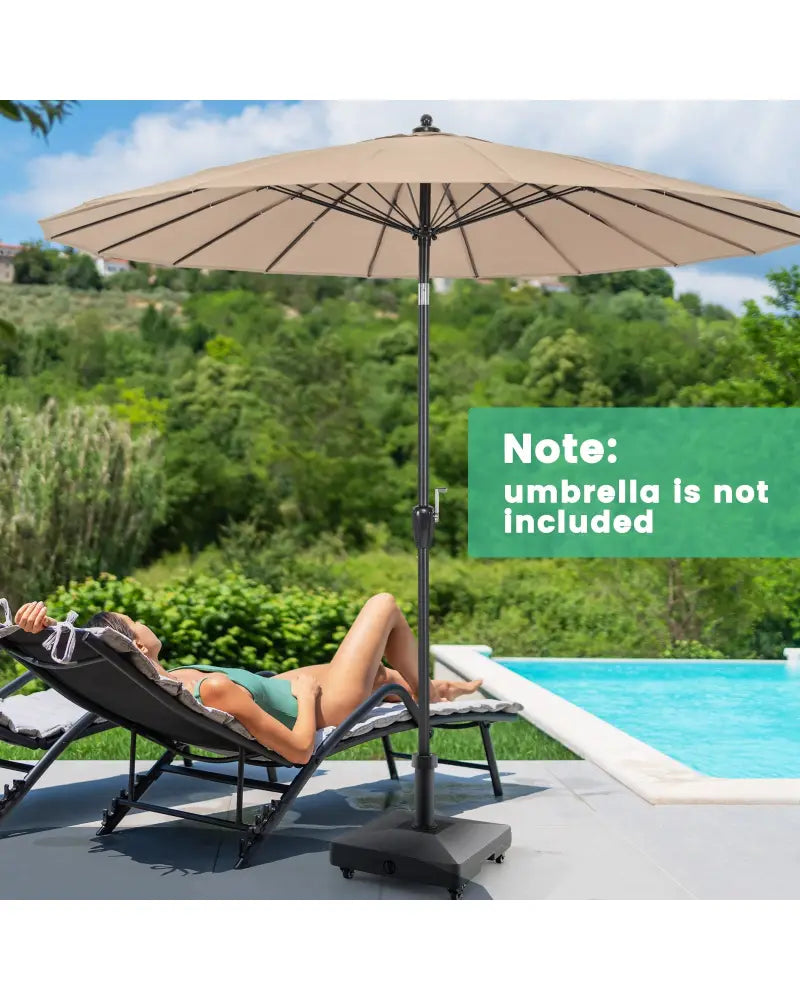 Fillable Umbrella Base Stand with Lockable Universal Wheels - Black - Outdoor Umbrella Bases
