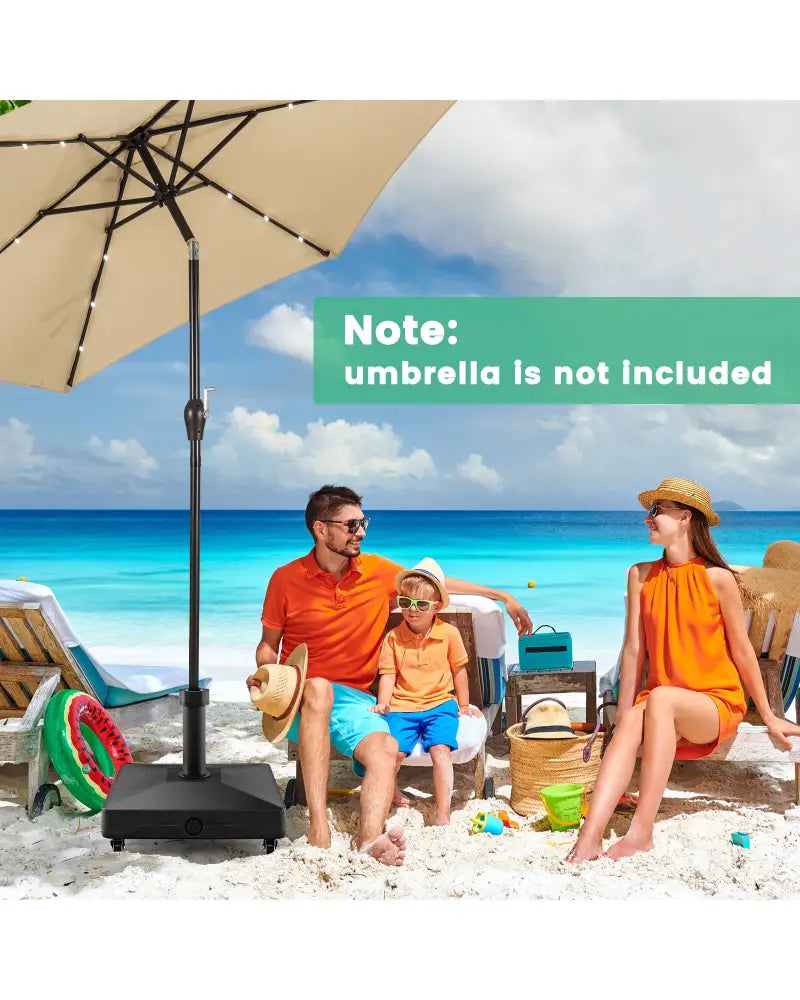 Fillable Umbrella Base Stand with Lockable Universal Wheels - Black - Outdoor Umbrella Bases