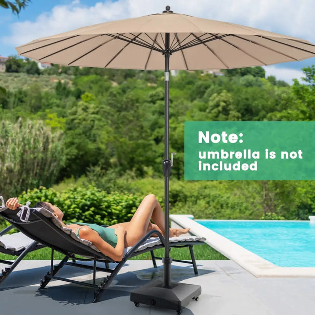 Fillable Umbrella Base Stand with Lockable Universal Wheels - Black - Outdoor Umbrella Bases
