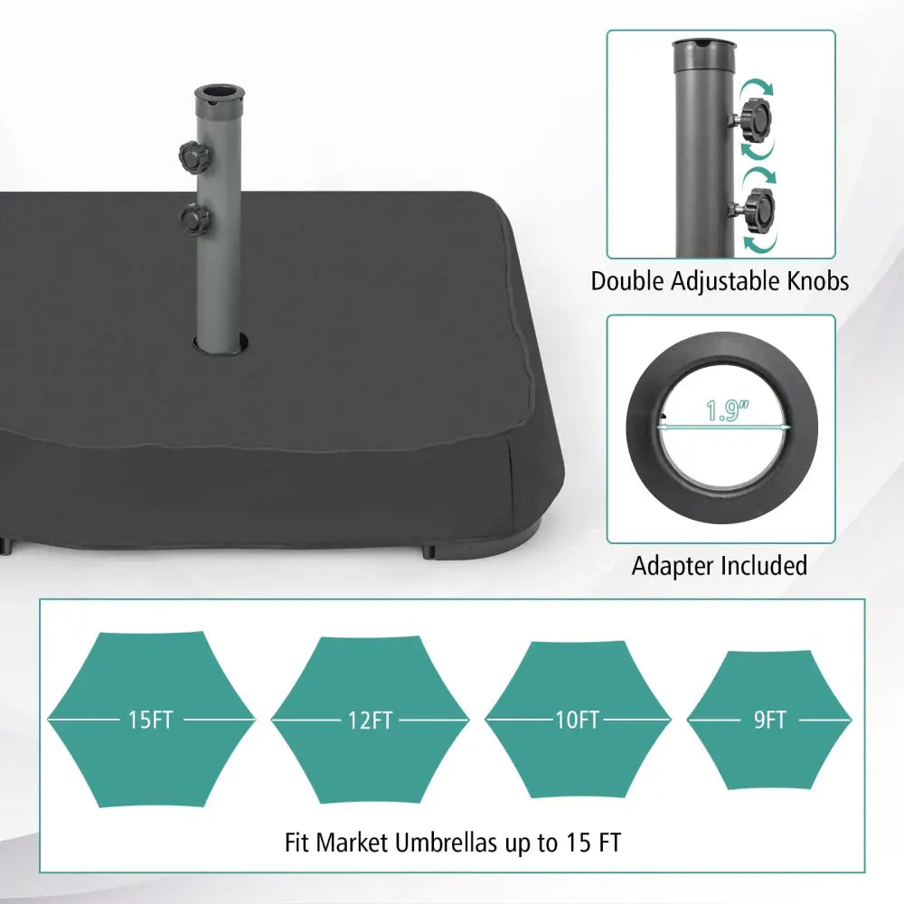 Fillable Umbrella Base with 2 Sandbags and Dust-proof Cover - Black - Outdoor Umbrella Bases