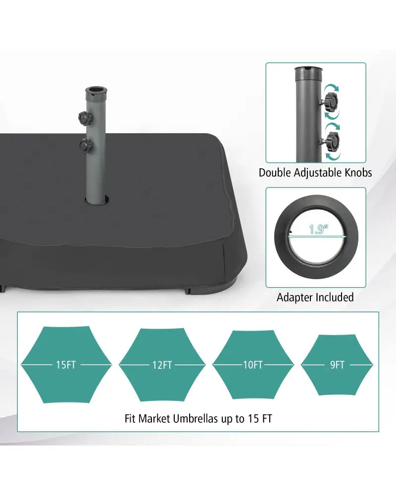 Fillable Umbrella Base with 2 Sandbags and Dust-proof Cover - Black - Outdoor Umbrella Bases