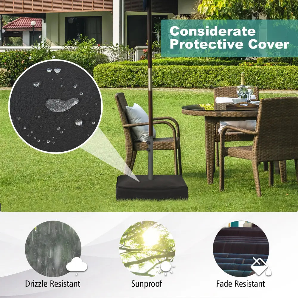 Fillable Umbrella Base with 2 Sandbags and Dust-proof Cover - Black - Outdoor Umbrella Bases