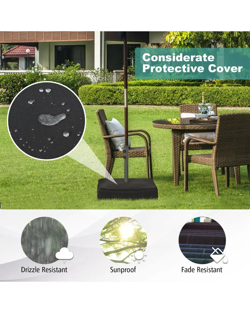 Fillable Umbrella Base with 2 Sandbags and Dust-proof Cover - Black - Outdoor Umbrella Bases