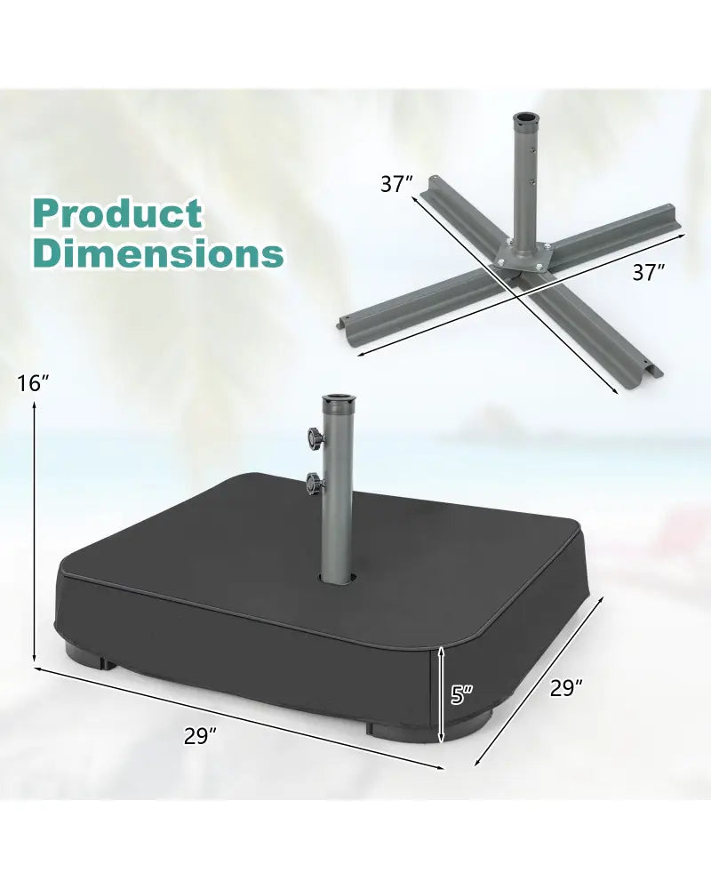 Fillable Umbrella Base with 2 Sandbags and Dust-proof Cover - Black - Outdoor Umbrella Bases